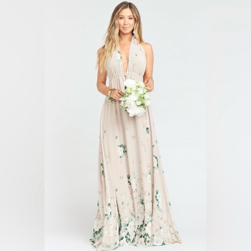 Show‎ Me Your Mumu Luna Halter floral Maxi beige Dress Bouquet Toss XL - Picture 2 of 7